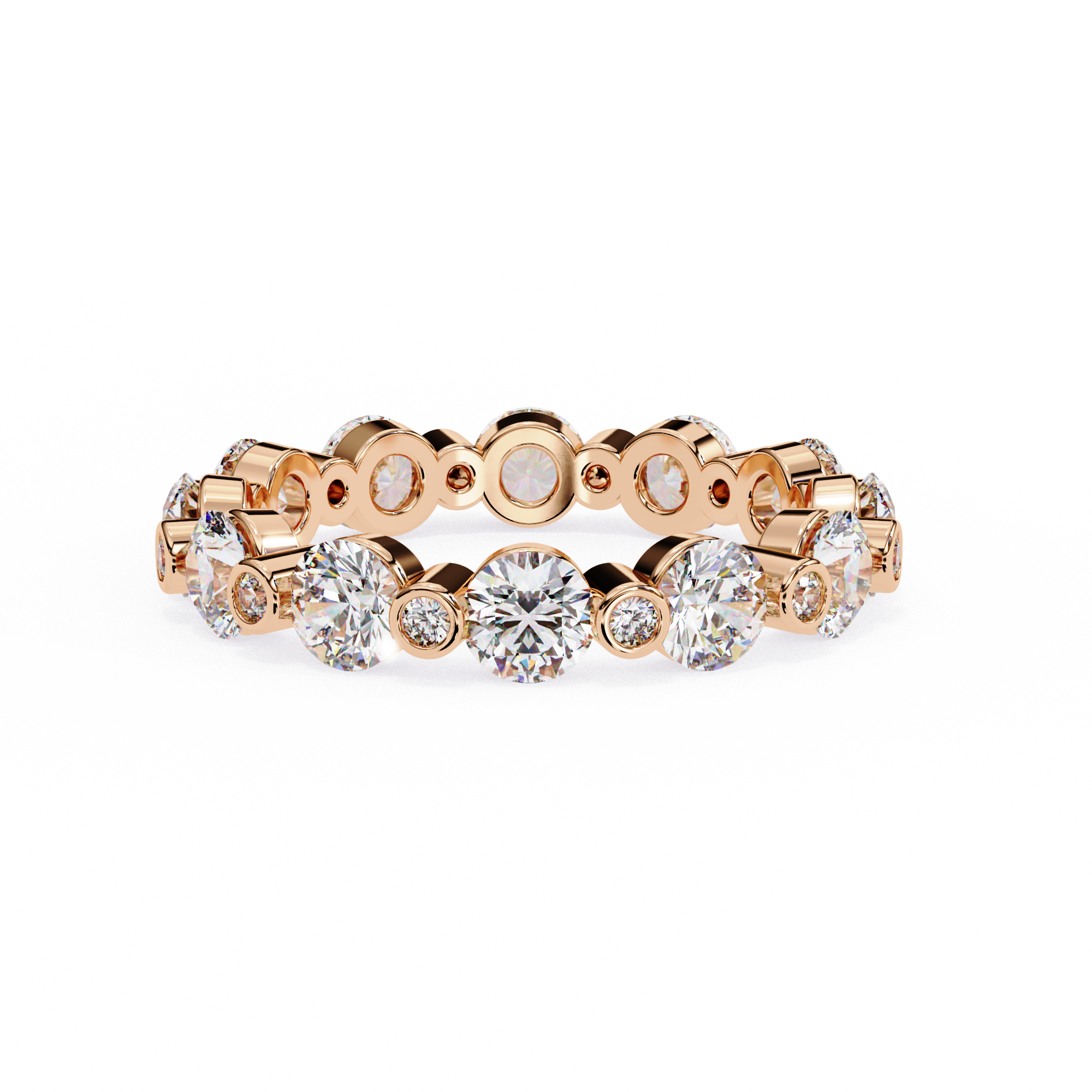 2.46 Carat Round Cut Diamond Eternity Wedding Band In Rose Gold 18K Rose Gold Natural Diamond