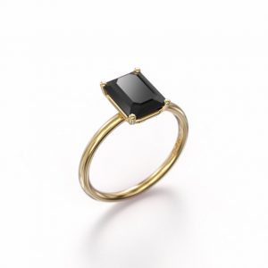 2.50 Carat Emerald Cut Black Diamond Solitaire Ring Black Diamond Engagement Ring