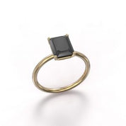 2.50 Carat Emerald Cut Black Diamond Solitaire Ring Black Diamond Engagement Ring