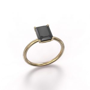 2.50 Carat Emerald Cut Black Diamond Solitaire Ring Black Diamond Engagement Ring