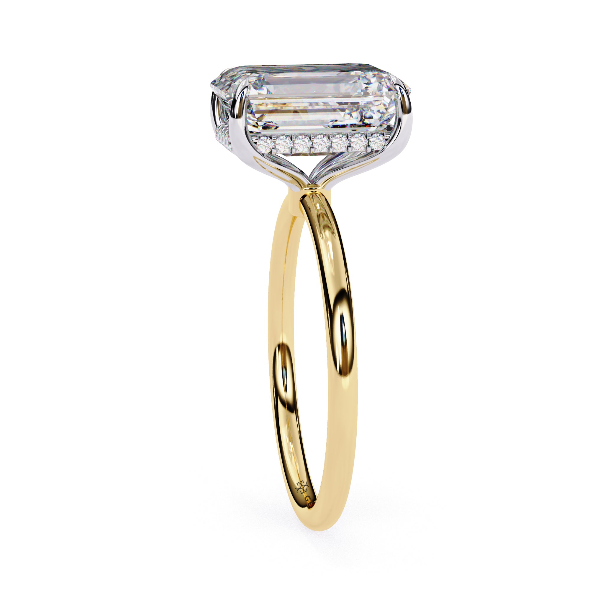 Radiant Cut Two Tone Halo Lab Grown Diamond Ring