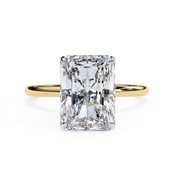 Radiant Cut Two Tone Halo Lab Grown Diamond Ring 18K Yellow Gold