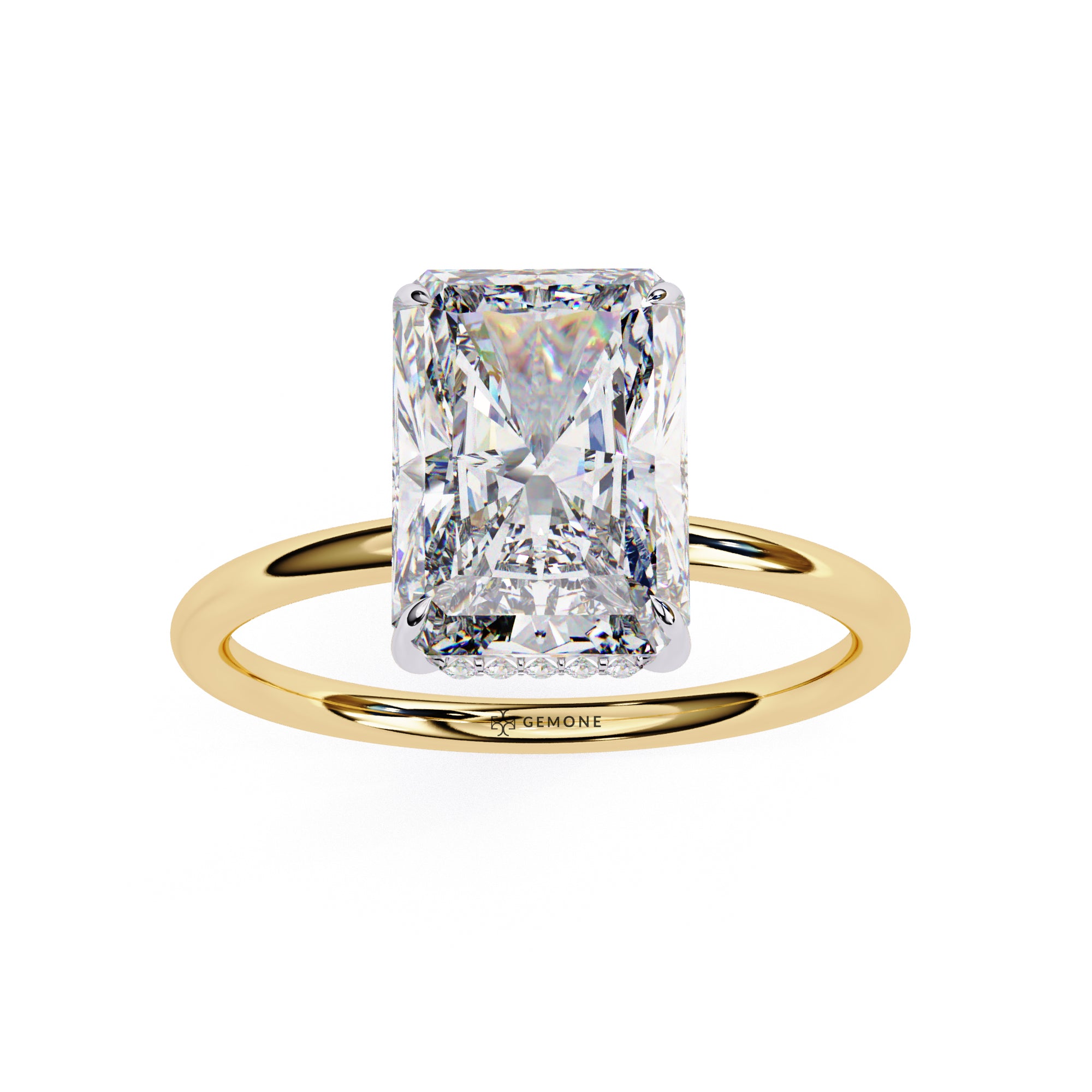 Radiant Cut Two Tone Halo Lab Grown Diamond Ring