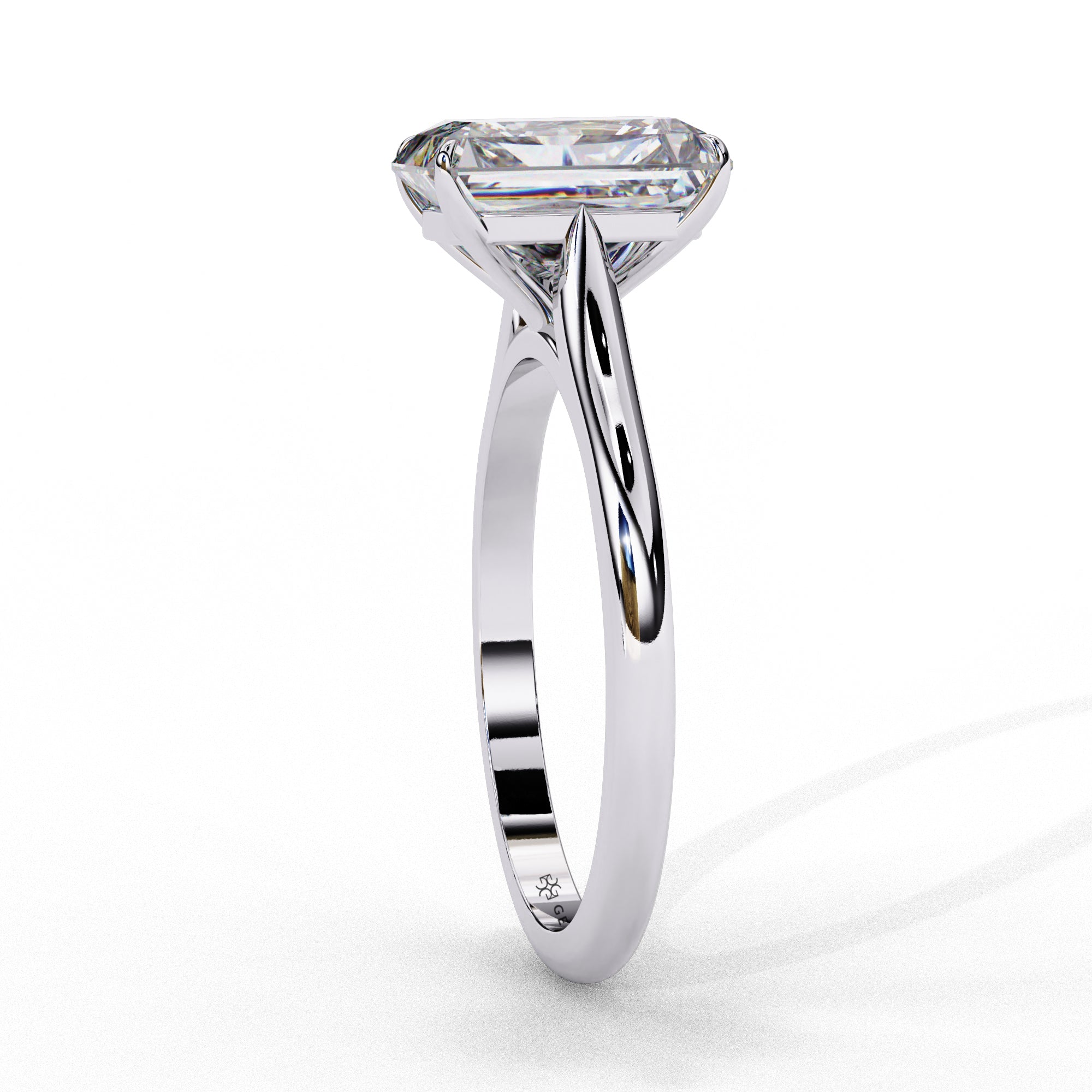 1 Carat Emerald Shaped Lab Diamond Engagement Ring In White Gold
