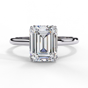 1 Carat Emerald Shaped Lab Diamond Engagement Ring In White Gold White