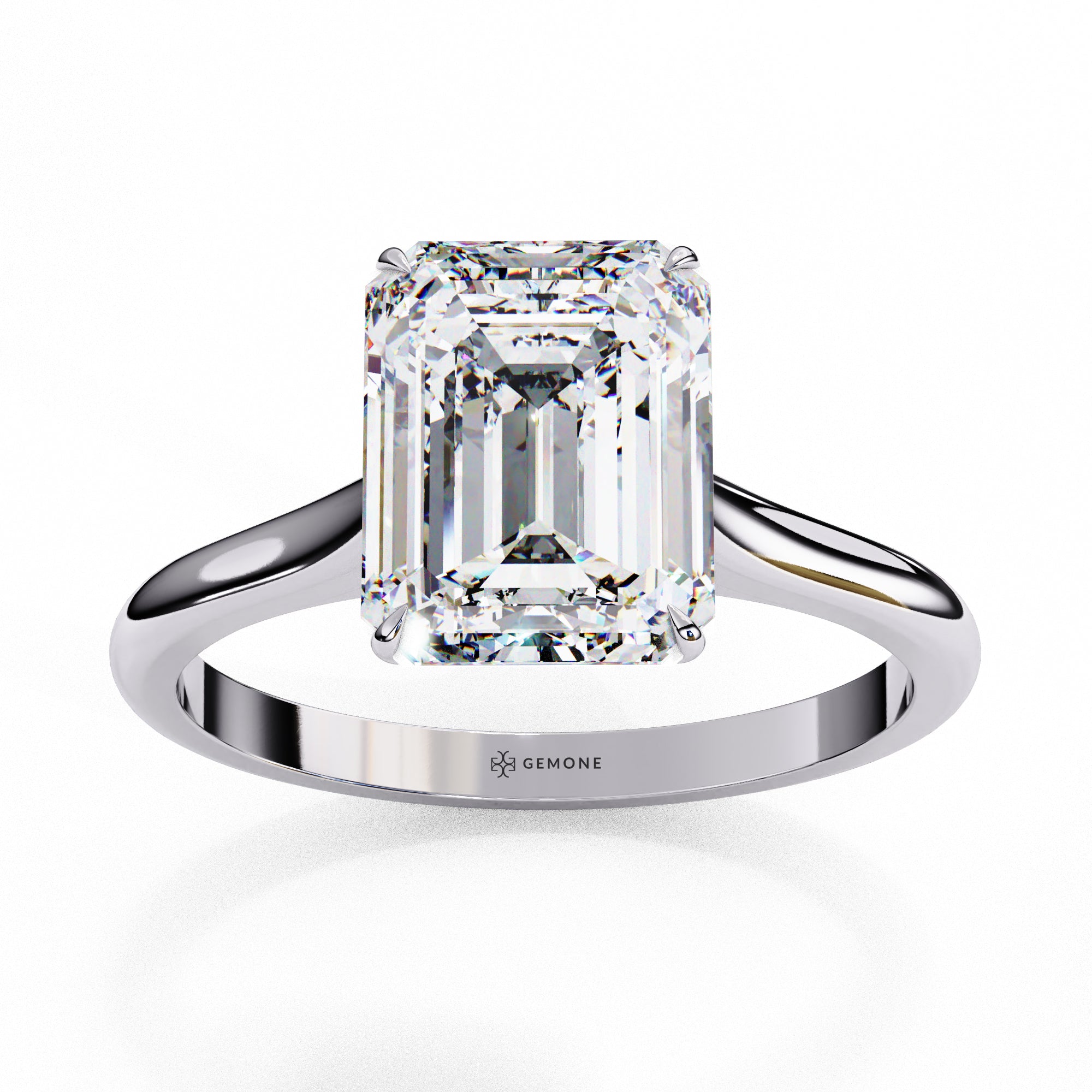 1 Carat Emerald Shaped Lab Diamond Engagement Ring In White Gold