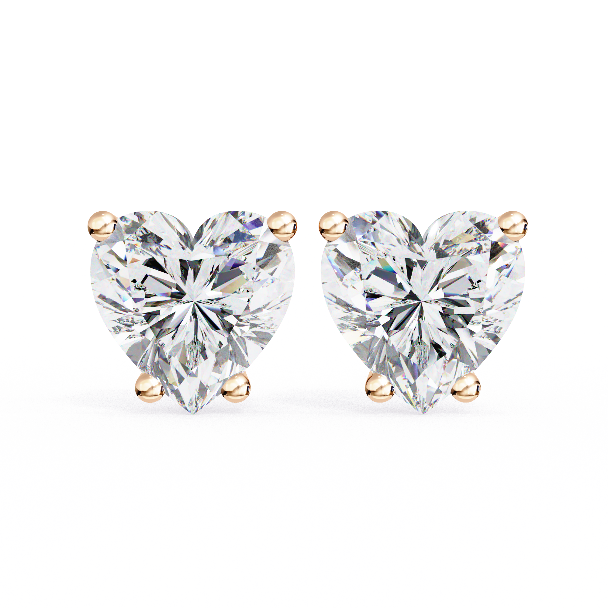 2.5 Carat Heart Diamond Stud Earrings Lab Grown in White Gold Lab Diamond