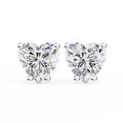2.5 Carat Heart Diamond Stud Earrings Lab Grown in White Gold Lab Diamond