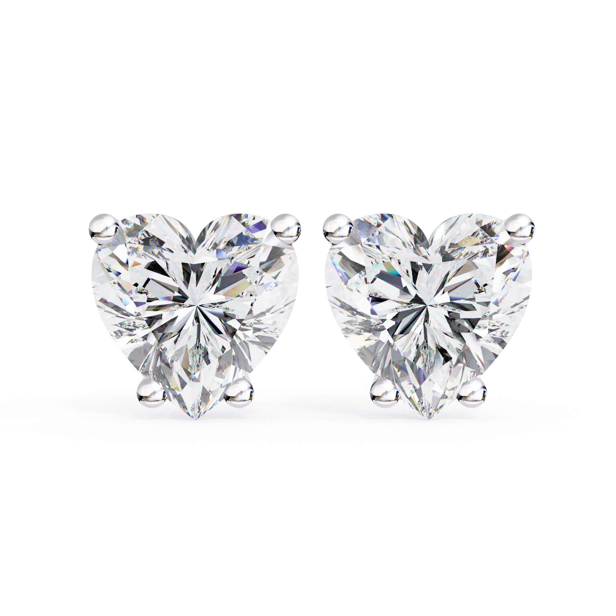 2.5 Carat Heart Diamond Stud Earrings Lab Grown in White Gold Lab Diamond