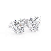 2.5 Carat Heart Diamond Stud Earrings Lab Grown in White Gold