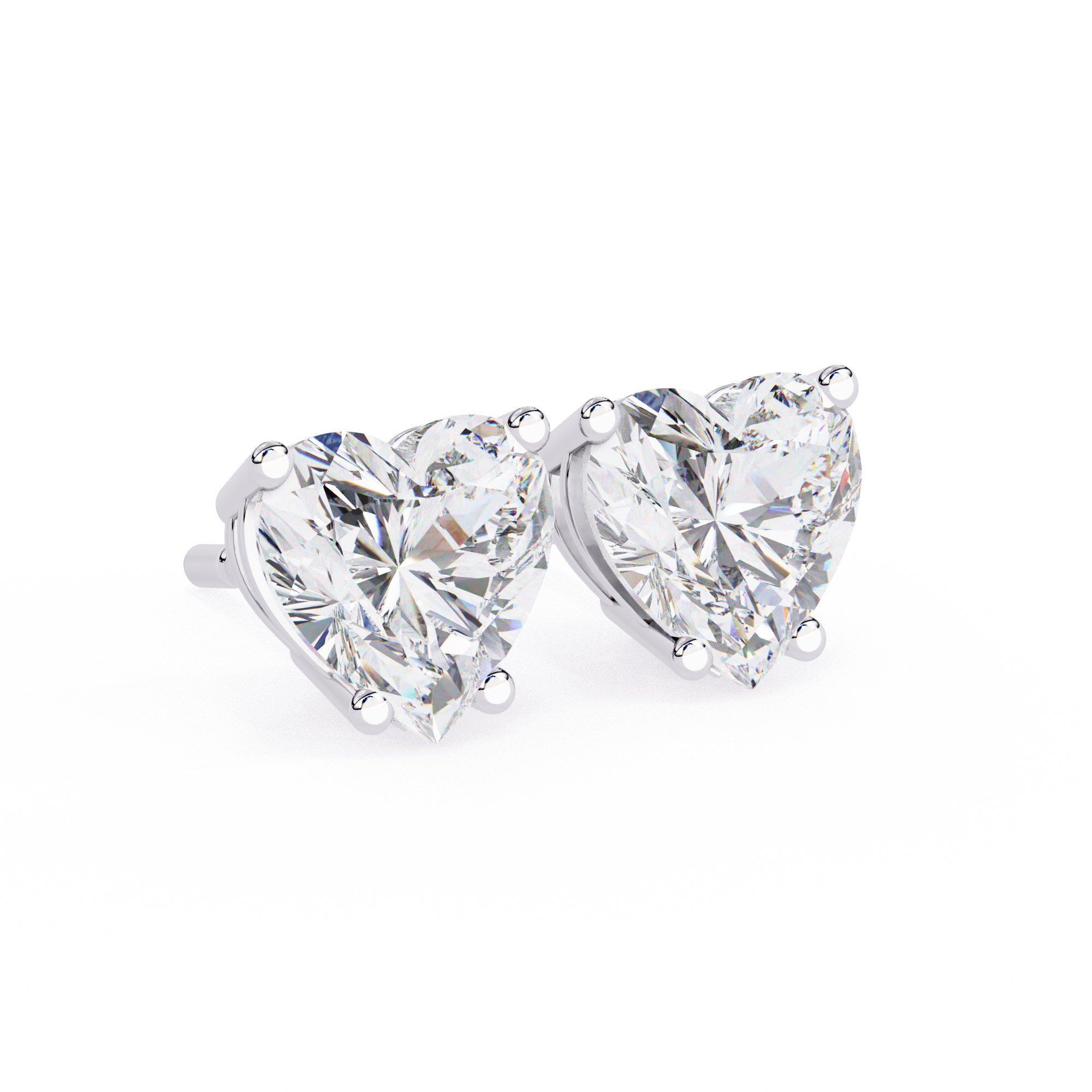 2.5 Carat Heart Diamond Stud Earrings Lab Grown in White Gold