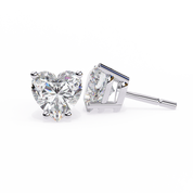 2.5 Carat Heart Diamond Stud Earrings Lab Grown in White Gold