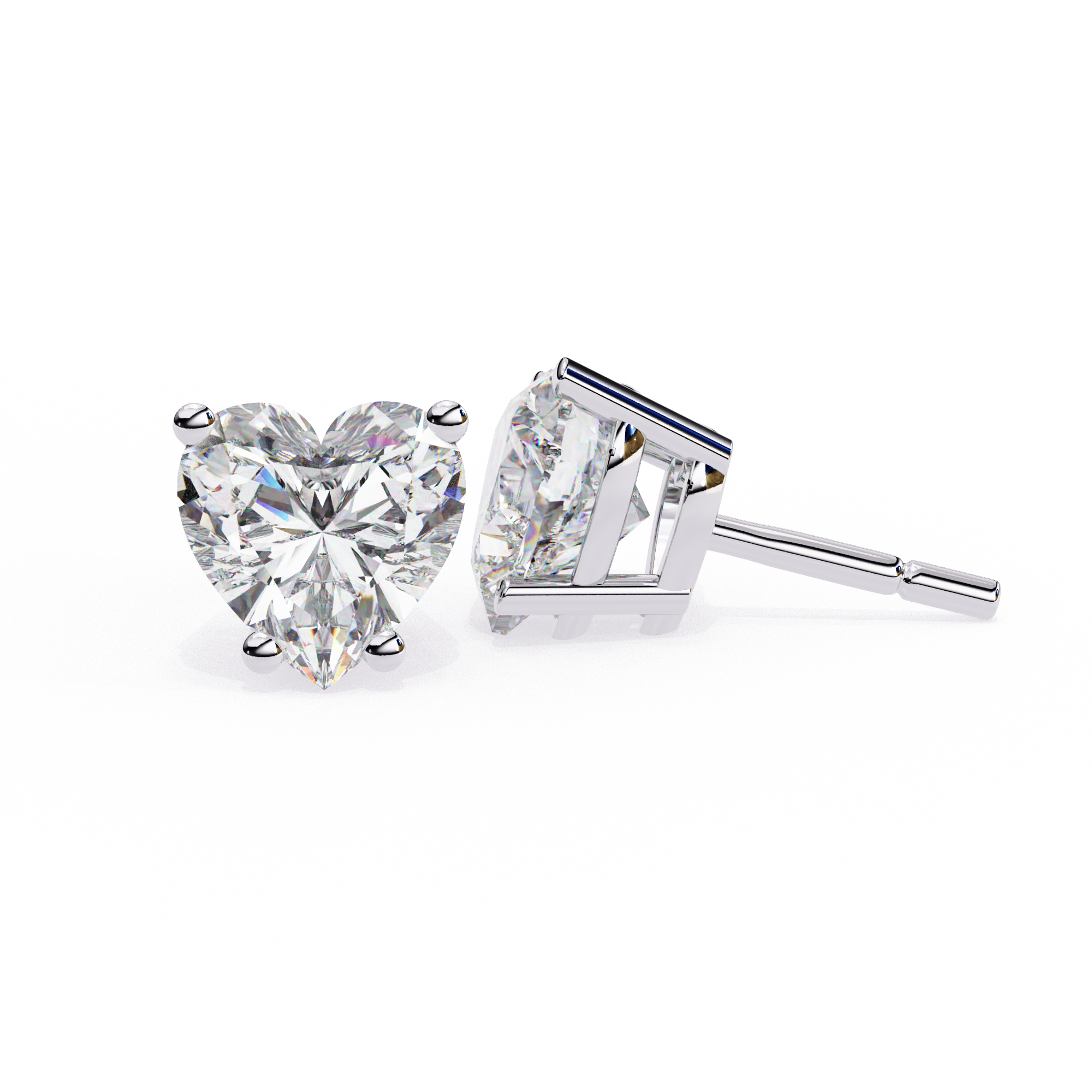 2.5 Carat Heart Diamond Stud Earrings Lab Grown in White Gold