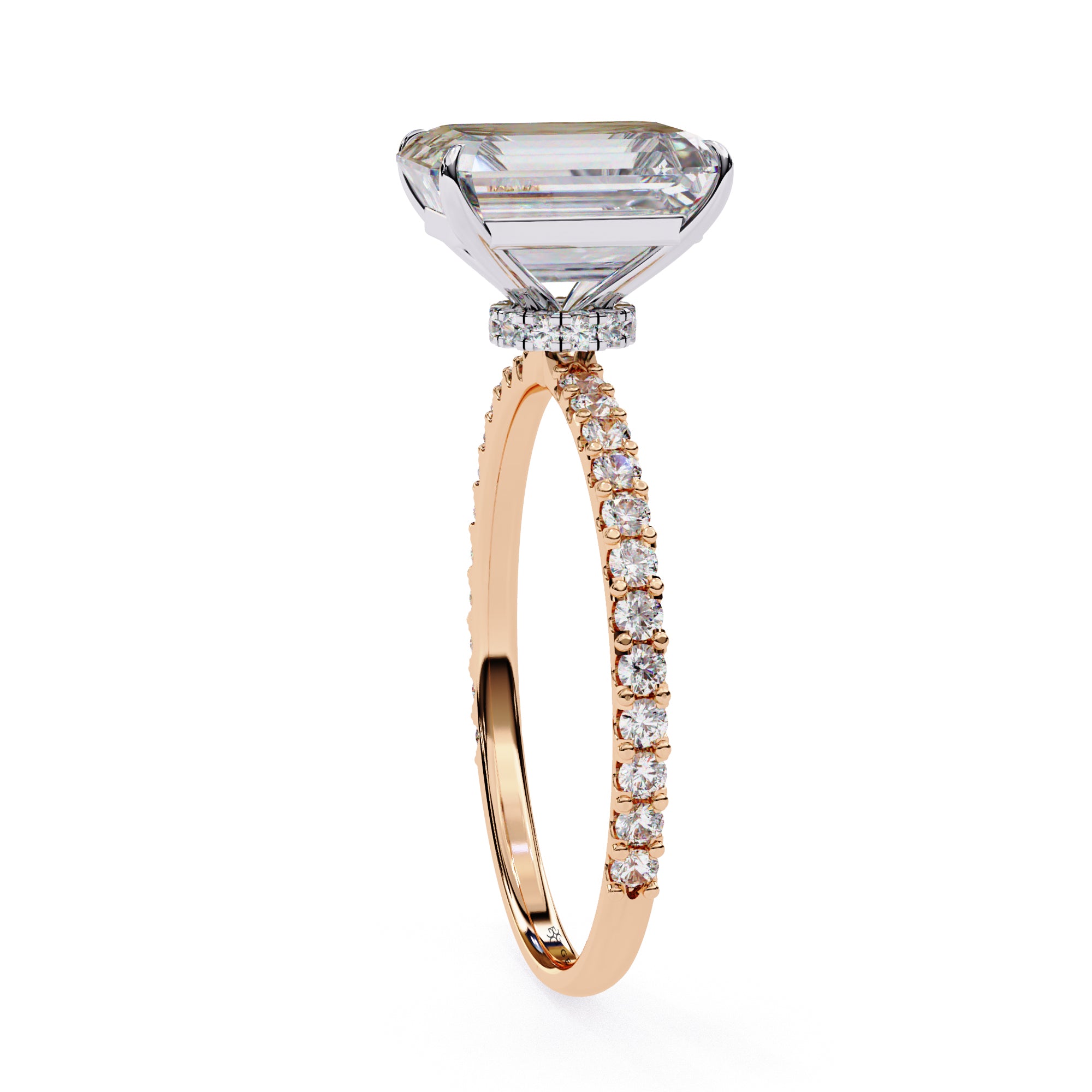 3 Ct Emerald Halo Lab Diamond Engagement Ring