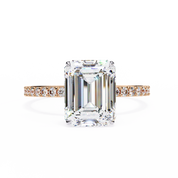 3 Ct Emerald Halo Lab Diamond Engagement Ring 18K Rose Gold