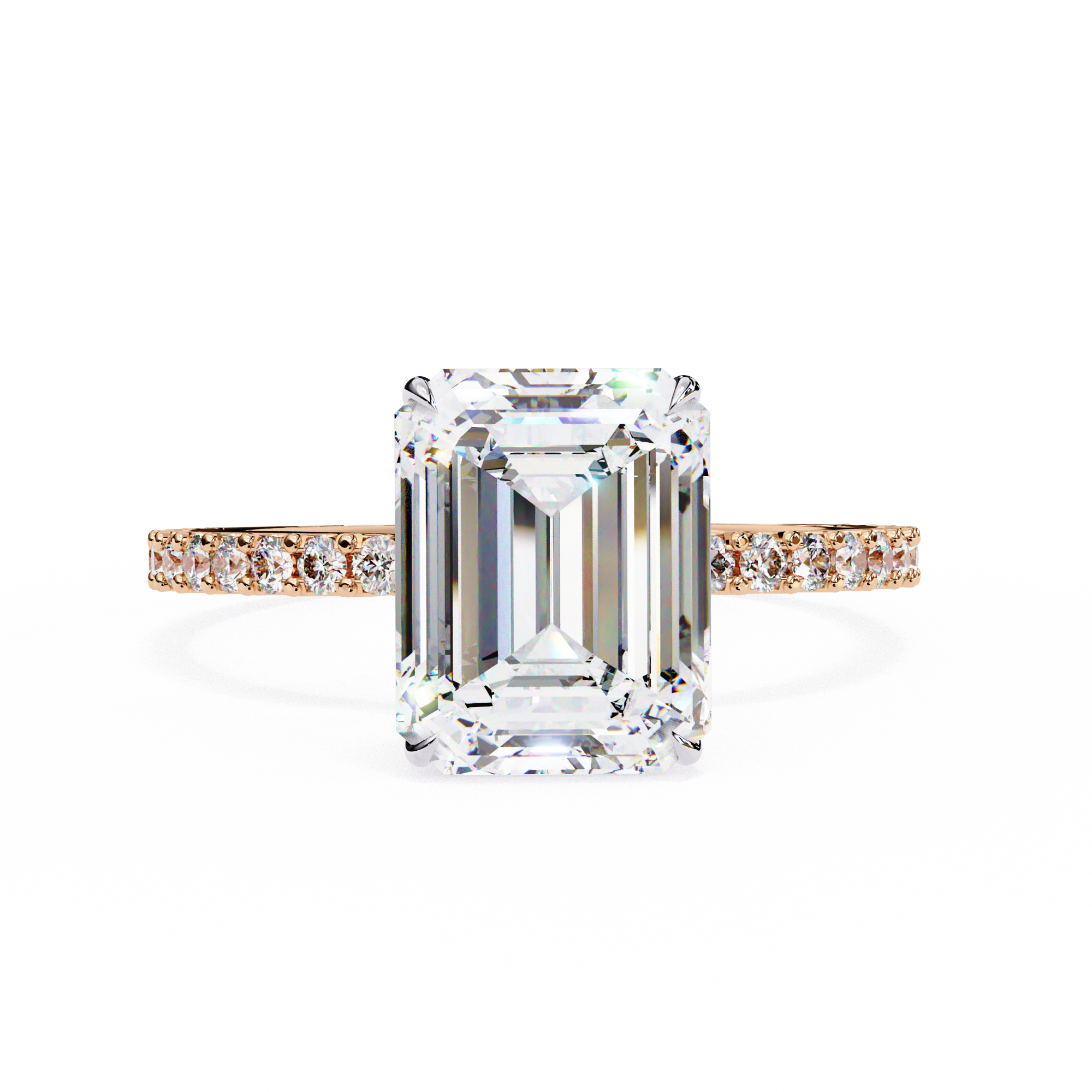 3 Ct Emerald Halo Lab Diamond Engagement Ring 18K Rose Gold