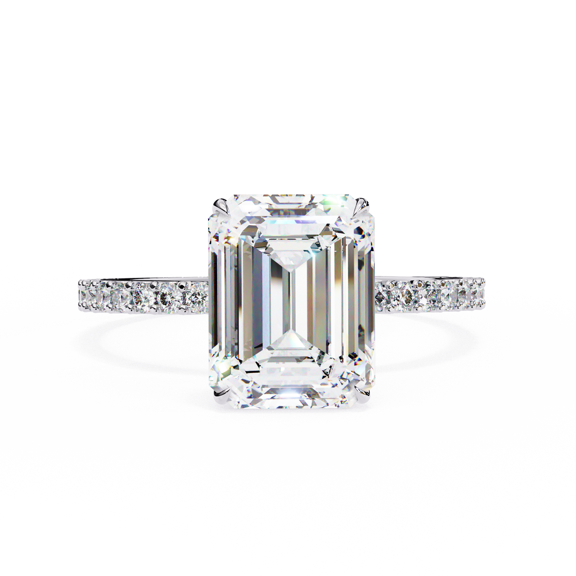 3 Ct Emerald Halo Lab Diamond Engagement Ring