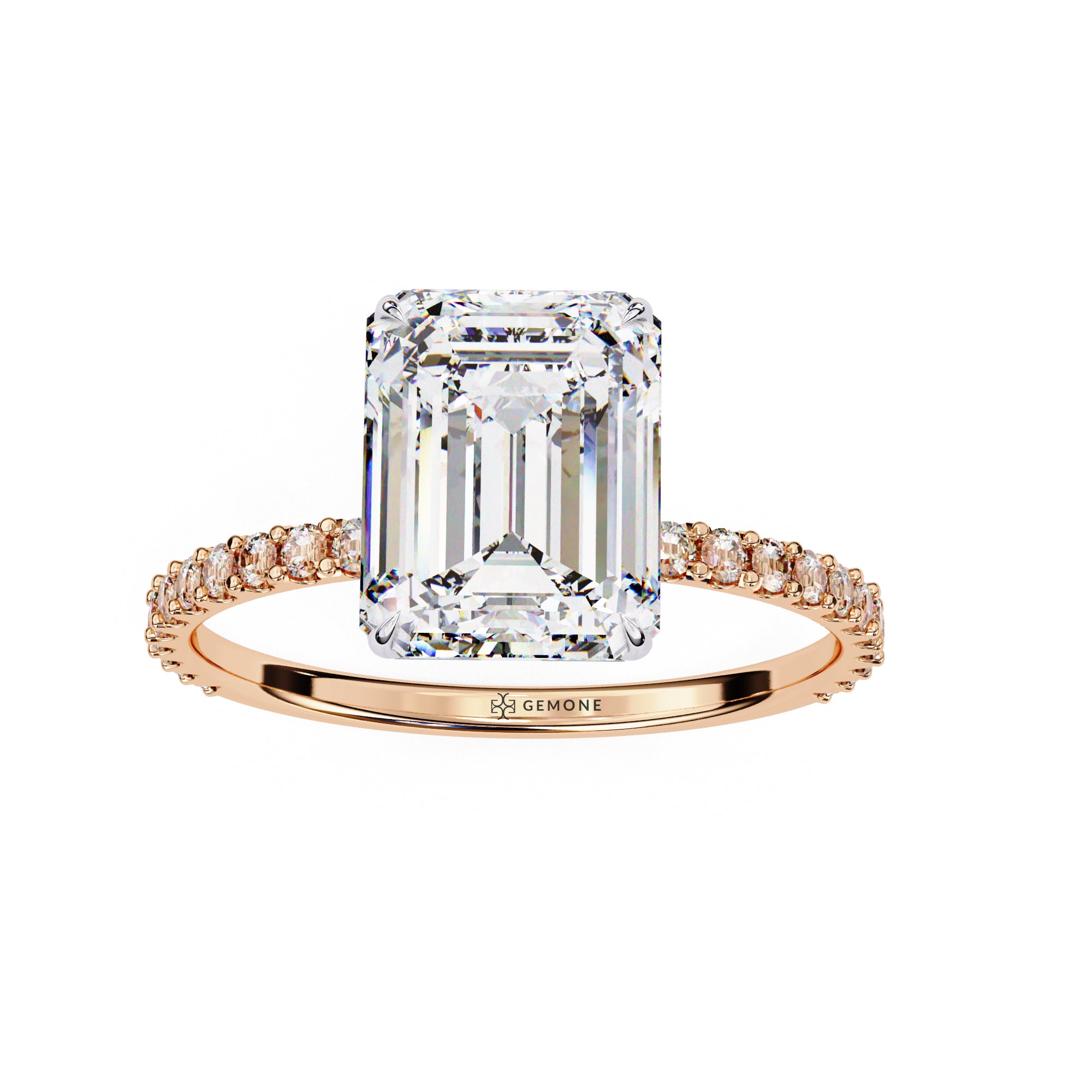 3 Ct Emerald Halo Lab Diamond Engagement Ring