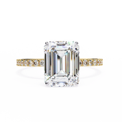 3 Ct Emerald Halo Lab Diamond Engagement Ring 18K Yellow Gold
