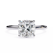 Cushion Cut Two Tone Solitaire Lab Diamond Engagement Ring