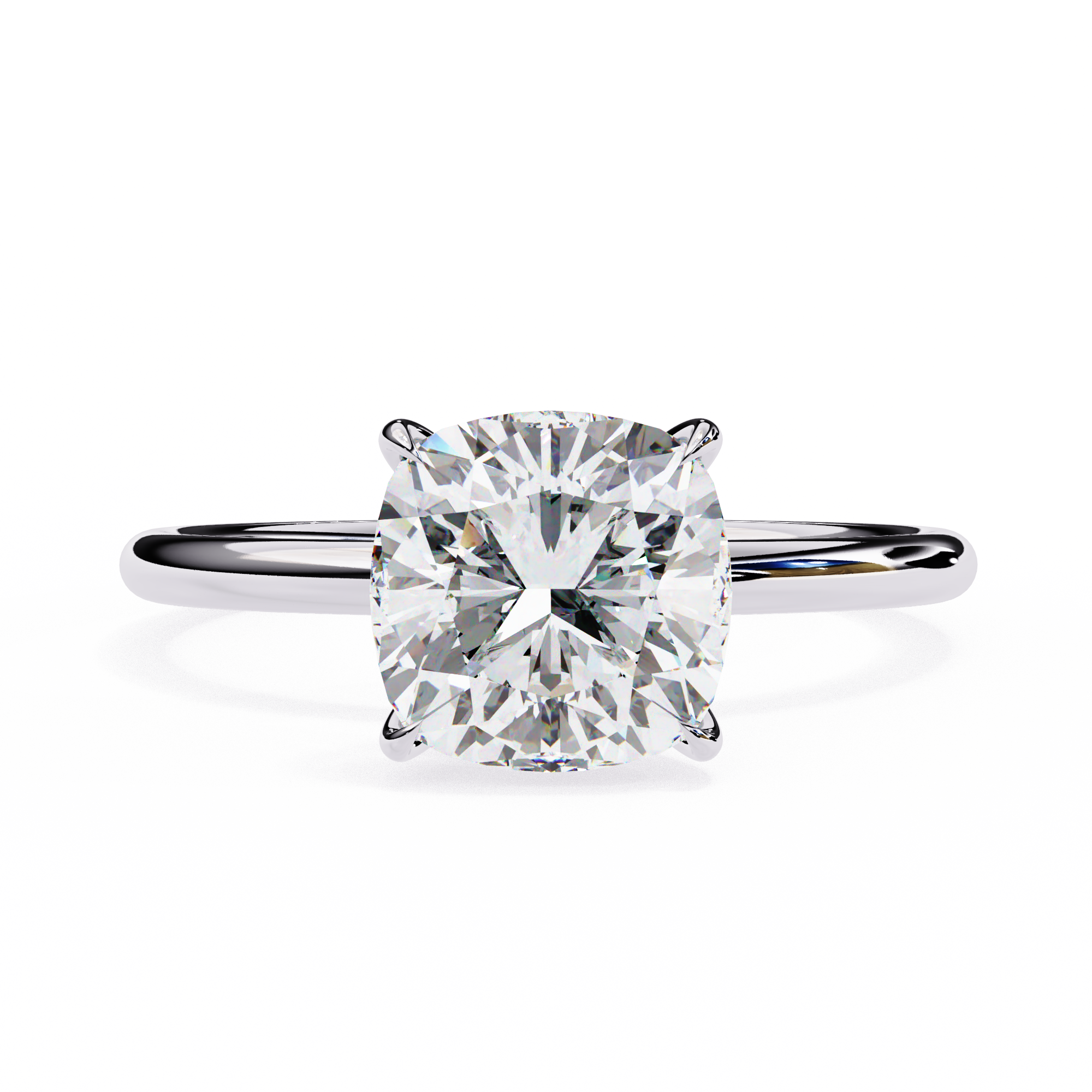 Cushion Cut Two Tone Solitaire Lab Diamond Engagement Ring