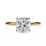 Cushion Cut Two Tone Solitaire Lab Diamond Engagement Ring