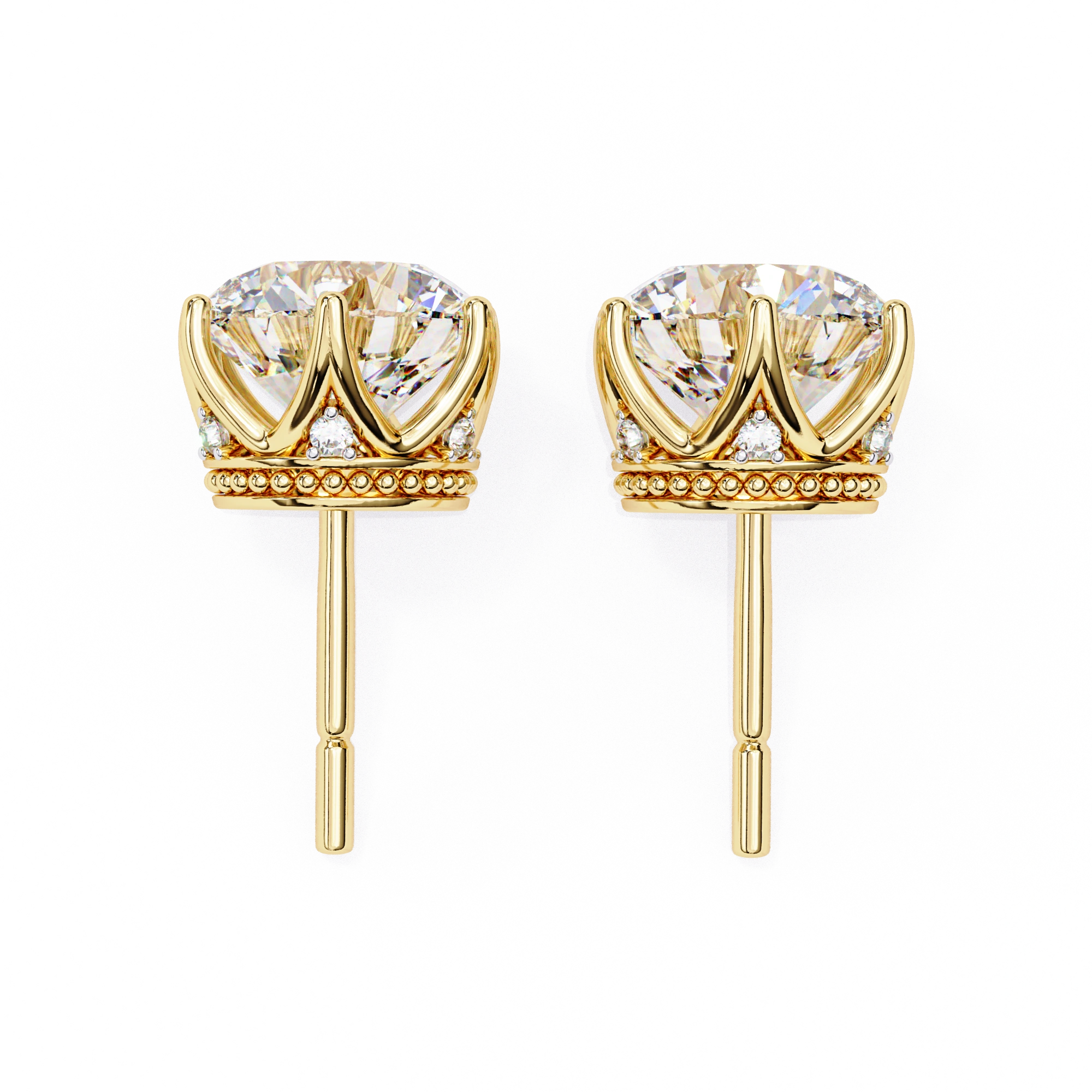 2.66 Ct Lab White Diamond Stud Earrings Yellow Gold