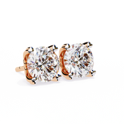 2.60 Carat Diamond Earrings Studs With Heart Basket Flat Back Design Lab Diamond