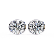2.50 Carat Round Bezel Set Diamond Stud Earrings Lab Diamond
