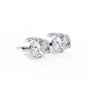 2.50 Carat Round Bezel Set Diamond Stud Earrings