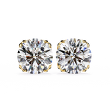 2.50 Carat Round Diamond Stud Earrings with Double Prong Settings