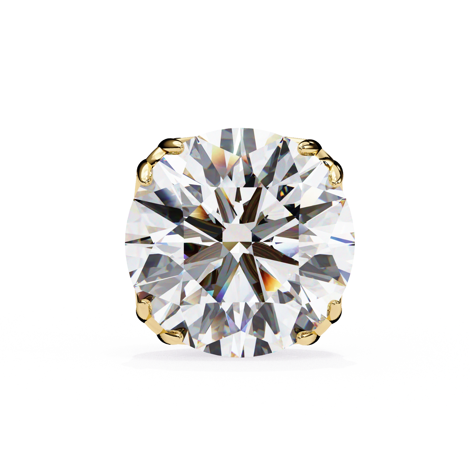 2.50 Carat Round Diamond Stud Earrings with Double Prong Settings