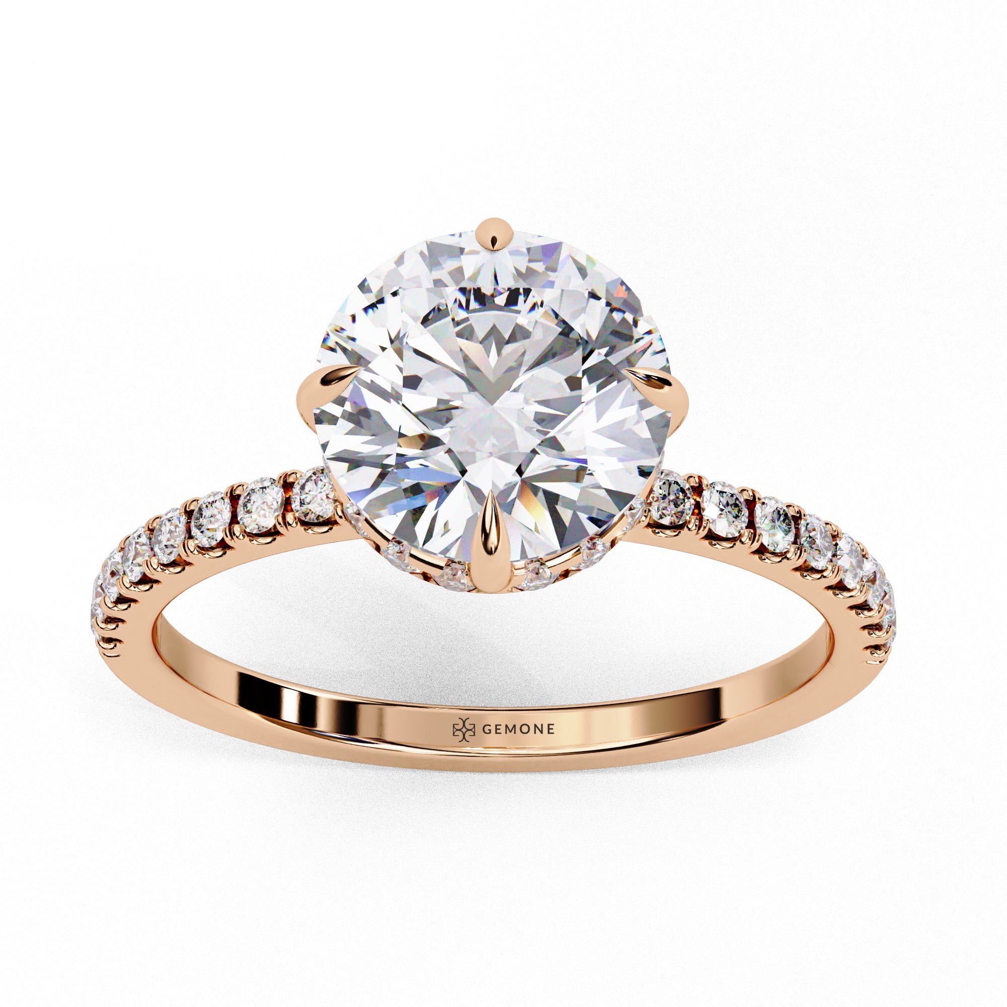 Round Halo Lab Diamond Engagement Ring With Accent