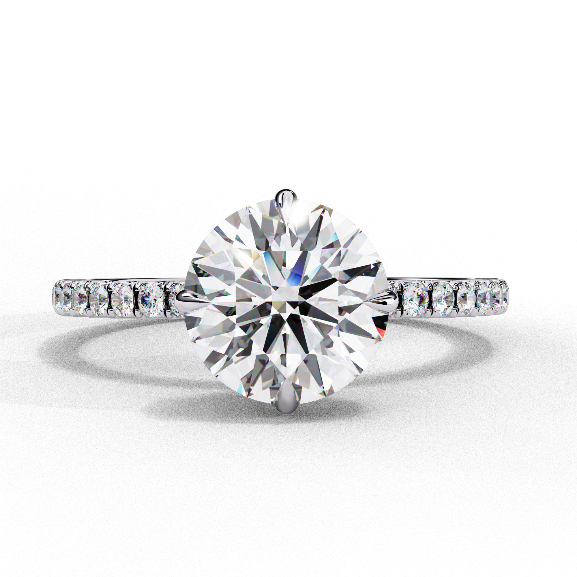 Round Halo Lab Diamond Engagement Ring With Accent