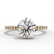 Round Halo Lab Diamond Engagement Ring With Accent 18K Yellow Gold