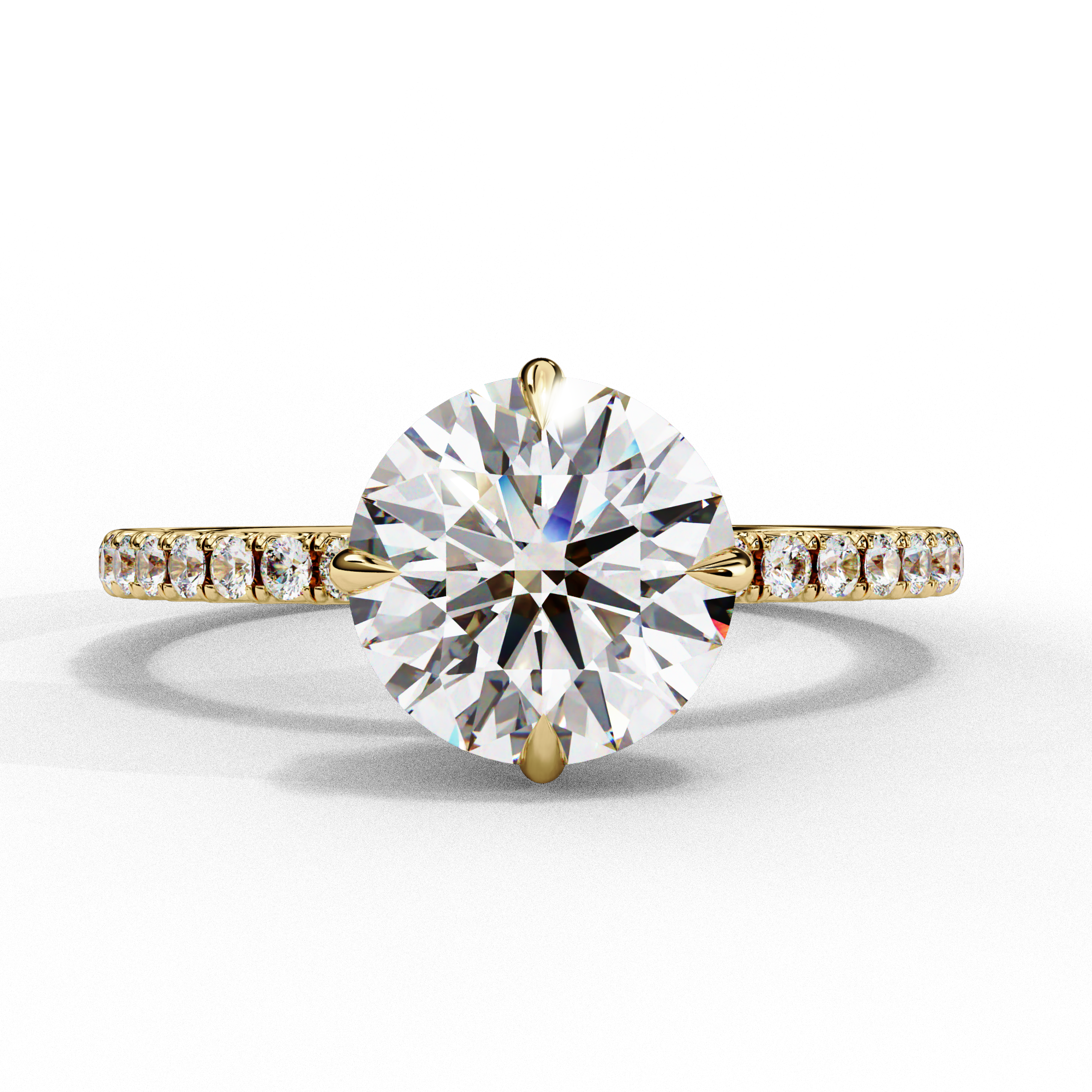 Round Halo Lab Diamond Engagement Ring With Accent 18K Yellow Gold