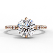 Round Halo Lab Diamond Engagement Ring With Accent 18K Rose Gold