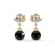 2 Carat Black Diamond Drop Earrings With Screw Back 18K Yellow Gold