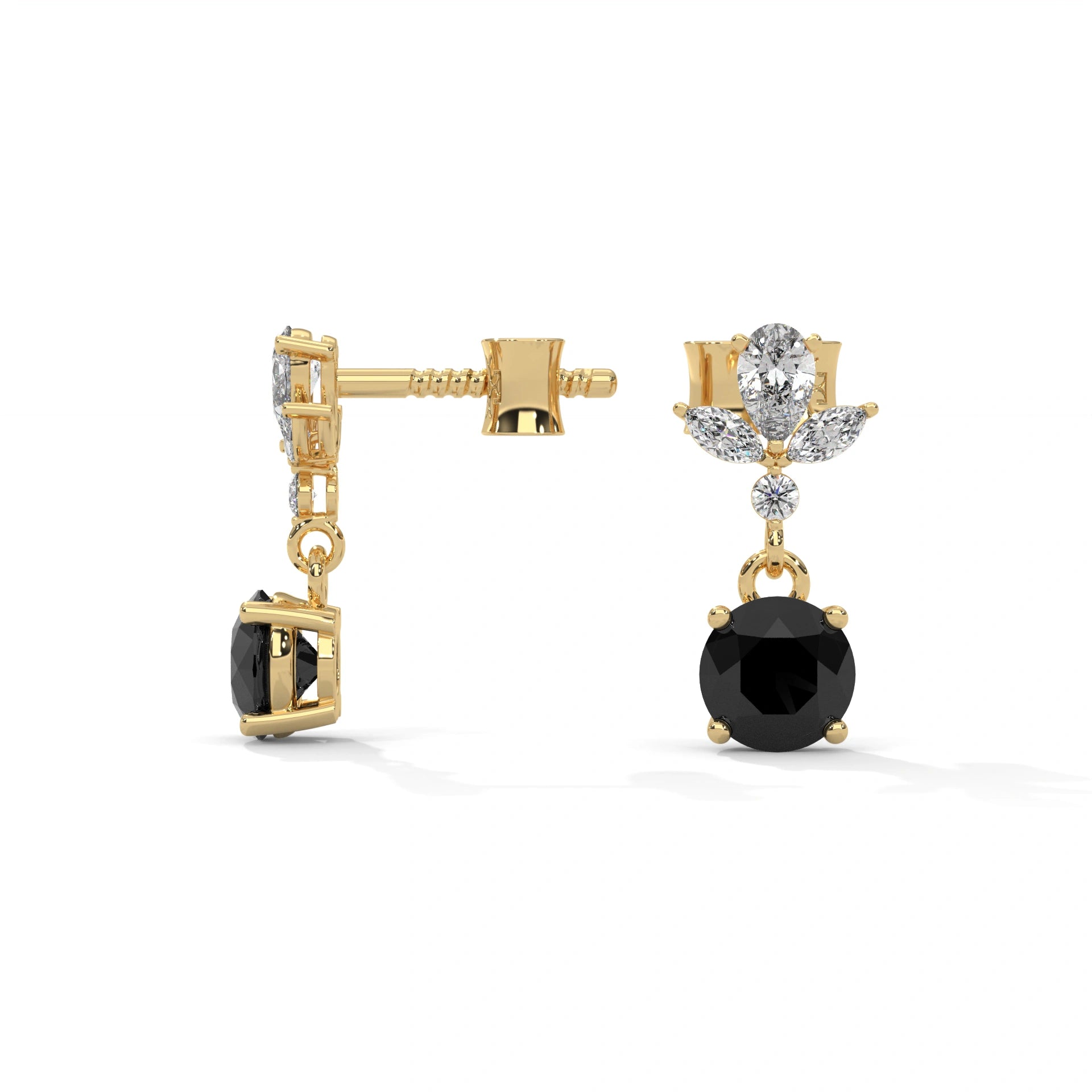 2 Carat Black Diamond Drop Earrings With Screw Back
