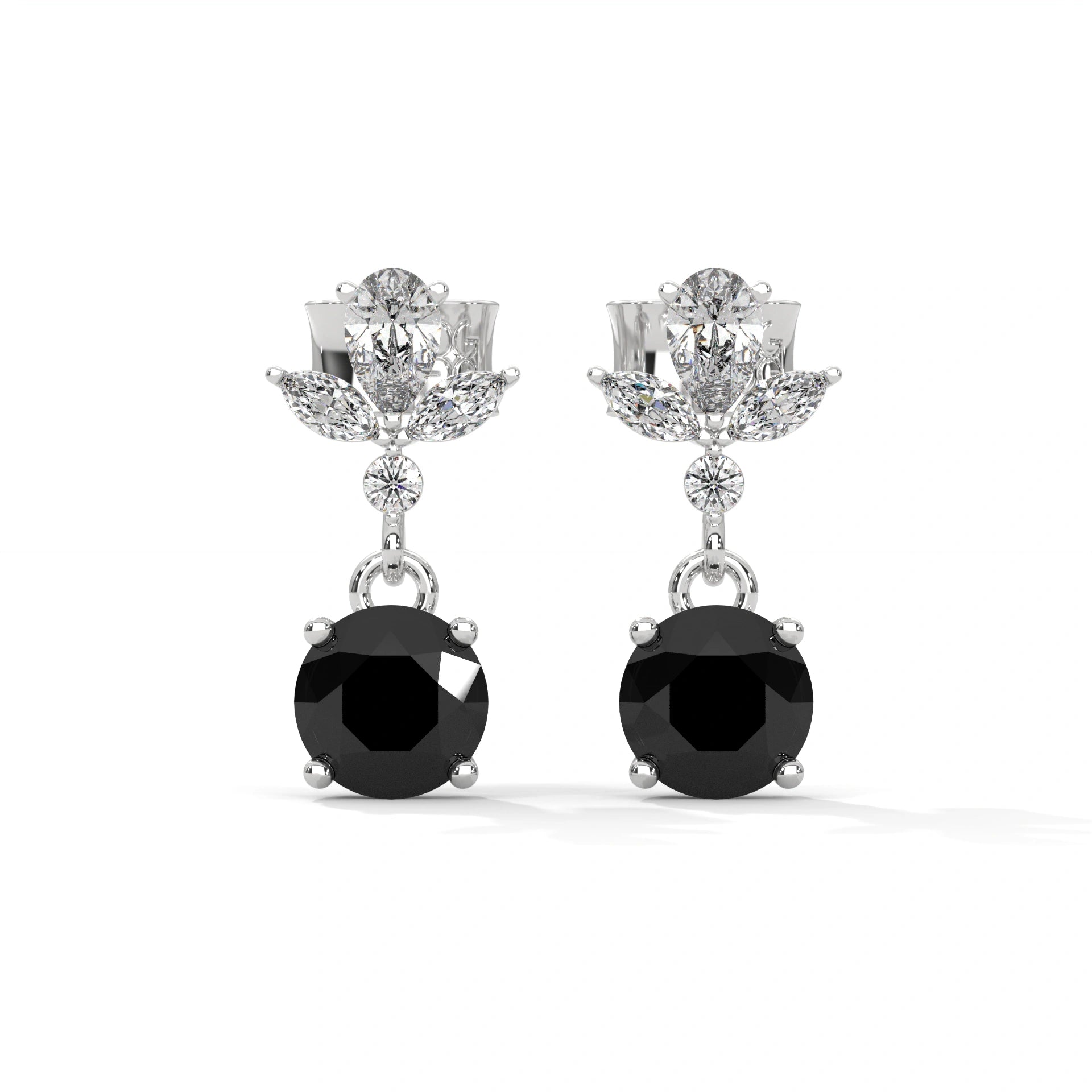 2 Carat Black Diamond Drop Earrings With Screw Back