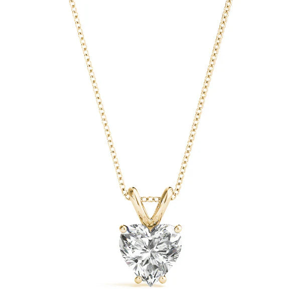 2 Carat Heart Cut Prong Set Solitaire Lab Diamond Pendant