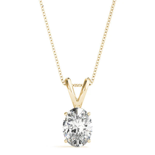2 Carat Oval Shape Prong Set Solitaire Lab Diamond Pendant