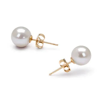 2 Carat White Pearl Gemstone Stud Earrings Pearl
