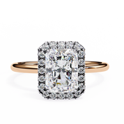 2.18 Ct Wt Radiant Cut Halo Lab Grown Diamond Ring 18K Rose Gold Lab Diamond Engagement Rings