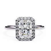 2.18 Ct Wt Radiant Cut Halo Lab Grown Diamond Ring 18K White Gold Lab Diamond Engagement Rings
