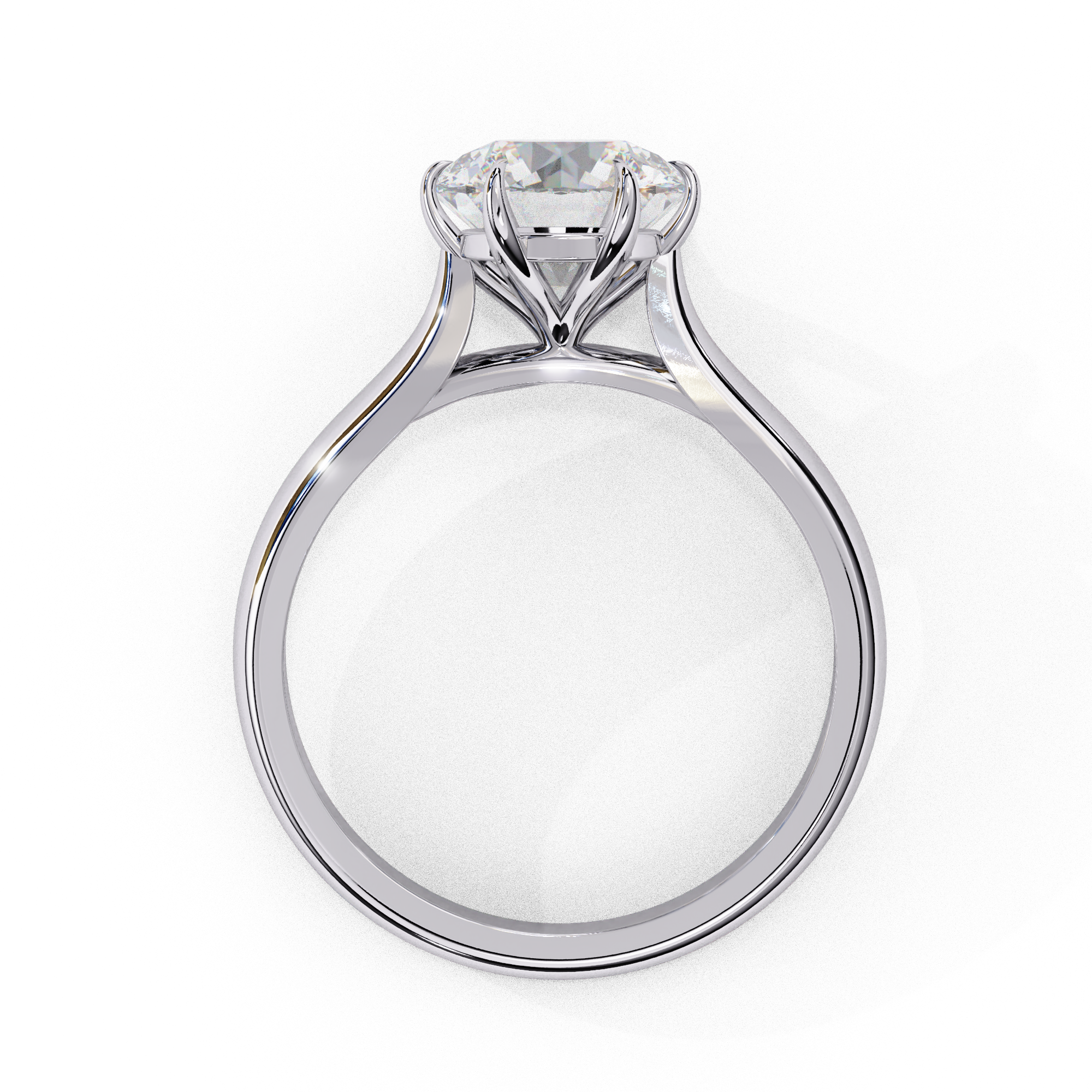 2 Carat Round Cut 6 Claw Prong Solitaire Lab Diamond Ring