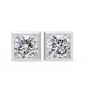 2 Carat Square Diamond Earrings Studs With Flat Back Setting Lab Diamond