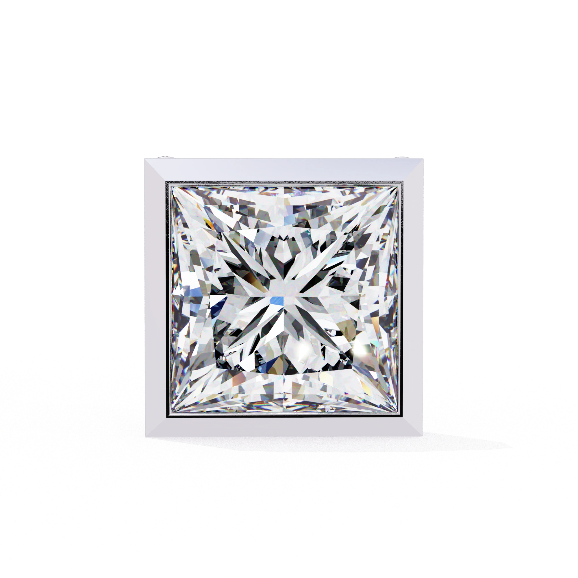 2 Carat Square Diamond Earrings Studs With Flat Back Setting