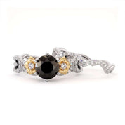 2 Carat Round Cut Diamond Bridal Sets White And Black Diamond Ring Black Diamond Engagement Ring