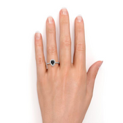 2 Ct Pear Cut Black Diamond Round Halo Diamond Engagement Ring Black Diamond Engagement Ring